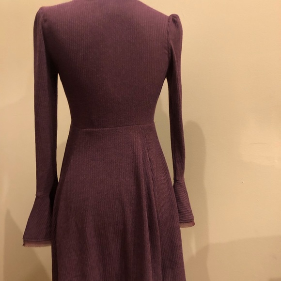 American Rag Burgundy Ribbed Sweater Dress with Bell Sleeve Detail, Size M - Picture 5 of 7